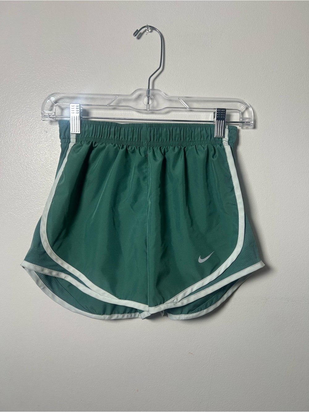 Nike Dri-Fit Womens Sz XS Olive Green Athletic Lined Running Shorts Cheer Active